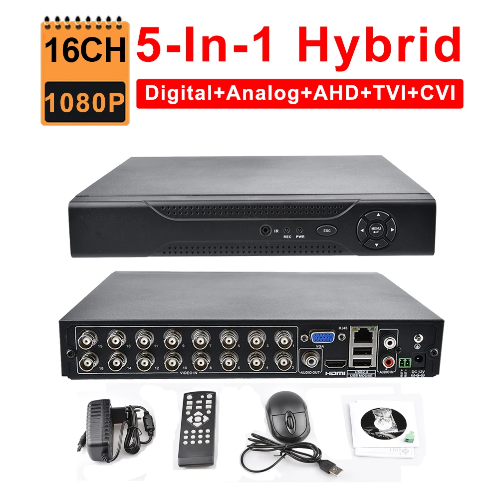De Segurança do CCTV 16CH AHD DVR 1080P 1080N 5IN1 Híbrido HVR Rede NVR CVI TVI Analógico de Vigilância Digital de Áudio Gravador de Vídeo XMey