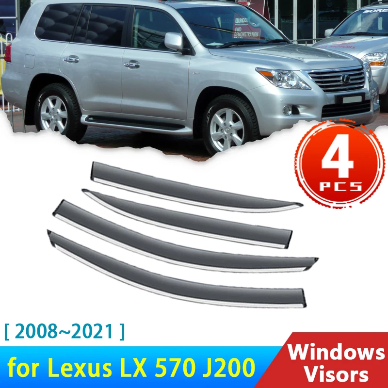 Defletores para Lexus LX 570 Toyota Land Cruiser J200 200 2008~2021 Acessórios Carro do Lado do Windows Viseiras Chuva Sobrancelha Guardas do Vento