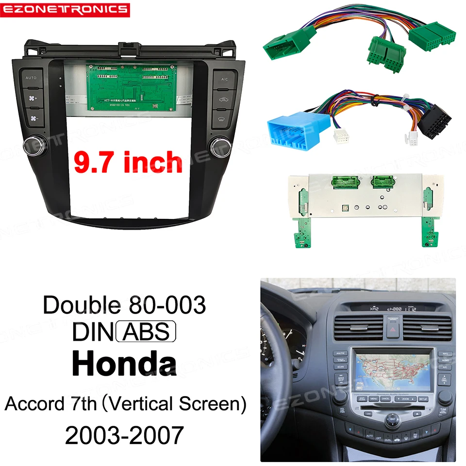 DVD do carro do Quadro de Áudio Montagem Adaptador de Guarnição Traço Facia de 9,7 polegadas Para o Honda Accord 7th 2003 - 2007 vertical de tela Dupla Rádio