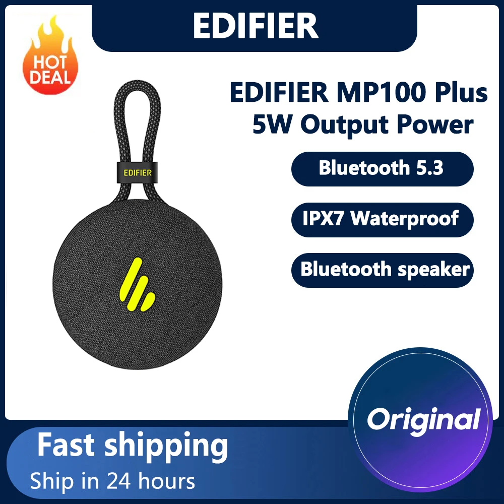 EDIFIER alto-Falante Portátil MP100 Plus sem Fio Bluetooth compatível com Subwoofer Impermeável Exterior IPX7 alto-Falante Estéreo de som Surround