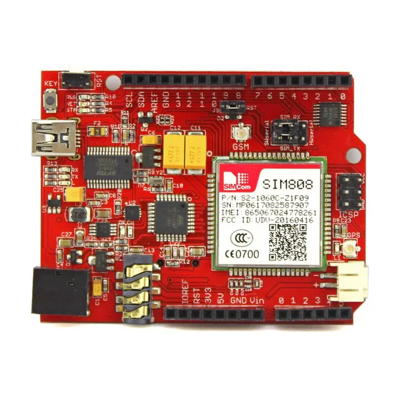 Elecrow Simduino para Crowduino UNO e SIM808 Módulo 2 em 1 Projetos de DIY GPRS/GSM Conselho de Desenvolvimento Especialmente Bateria Interface