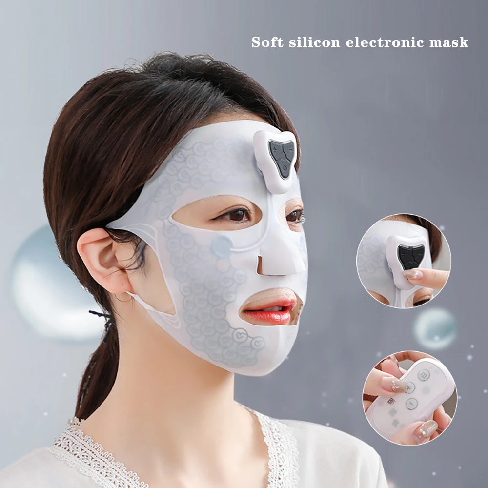 Eletrônico máscara facial de micro-corrente massager facial equipamento da beleza da pele, firmeza de aprimoramento de spa máscara facial