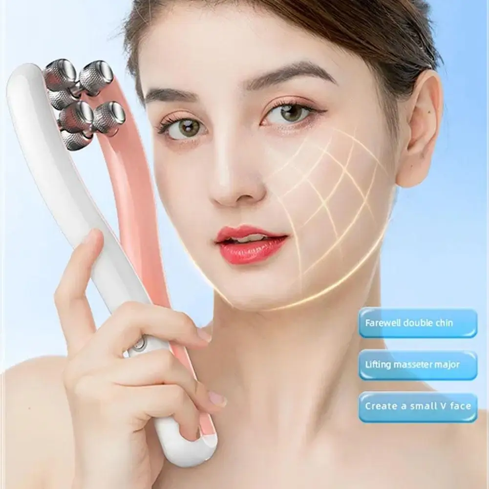 Elétrica Rolo Massajador Facial Face do Emagrecimento Duplo Facial em Forma de Cinto Massageador V Cuidados com a Pele Facial Levantar a Face da Ferramenta de Queixo E9T0