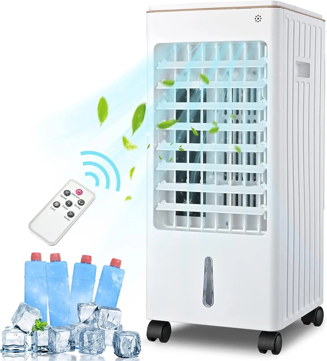 EM 1 Portátil Evaporativo de Ar mais frio, Ventilador de Refrigeração w/Umidificador & Controle Remoto,3 Velocidades de Vento,Destacável Tanque de Água e 4