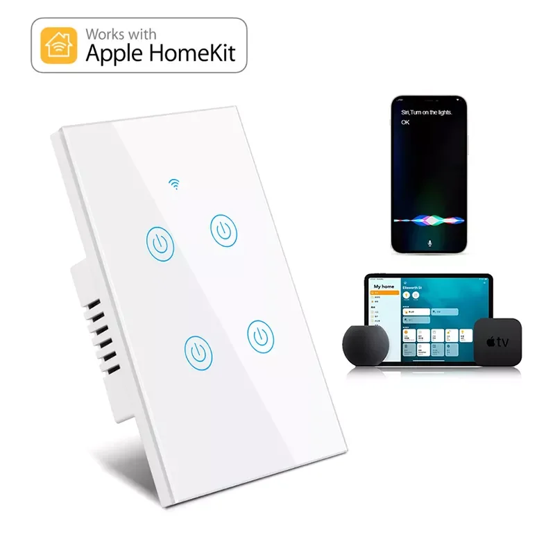 EUA Padrão Apple Homekit Smart LED Interruptor de Luz WiFi Touch Sensor, Interruptor da Parede da Casa Inteligente Siri Controle Alexa Inicial do Google