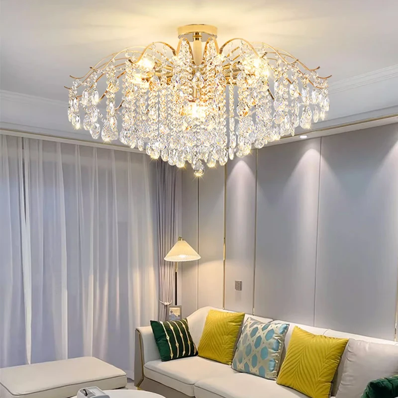 Francês luz de luxo lustre de cristal retro moderno e minimalista, sala de estar, quarto de luz principal, luz de 2023 novos dispositivos elétricos de iluminação