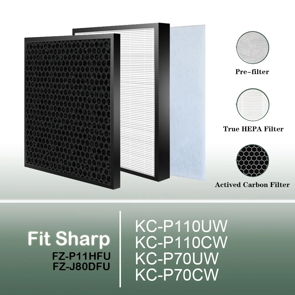 FZ-P11HFU FZ-J80DFU Substituição Verdadeira HEPA e Filtro de Carbono para os Modelos KCP110UW KCP110CW KCP70UW KCP70CW Purificador de Ar da Sharp