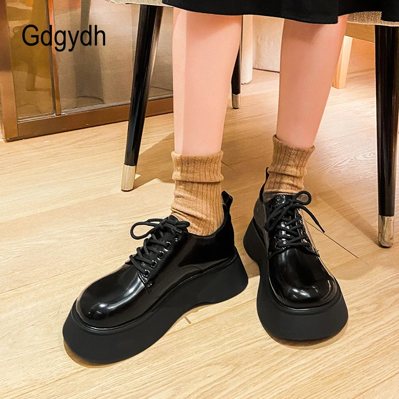 Gdgydh Primavera Cunha Plataforma Sapatos Oxford Mulheres Cabeça Grande Laço de Estilo Japonês, Aluno do Colégio de Sapatos para Adolescentes Menina