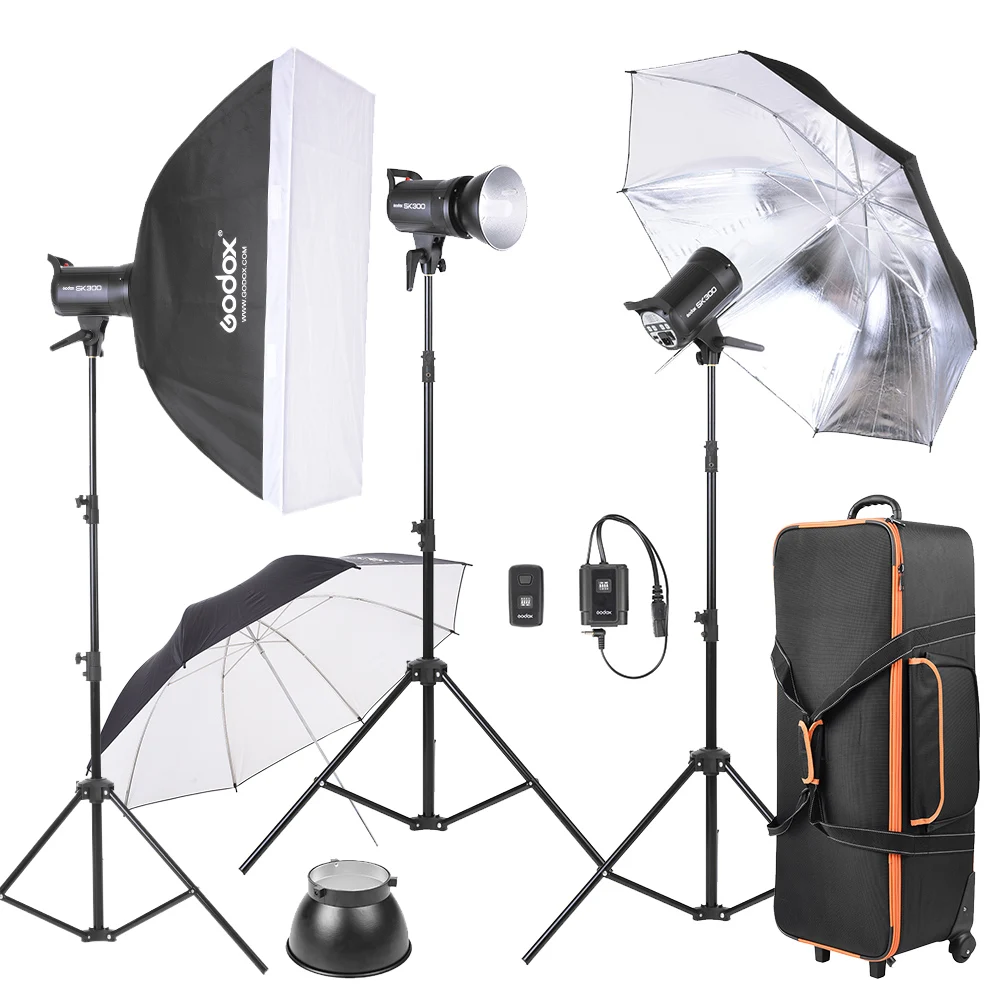 Godox 900W SK300II 3 x 300Ws 2,4 G Bowens de Montagem Strobe Flash Kits para Iluminação da Fotografia Fotografia de Retrato Kits