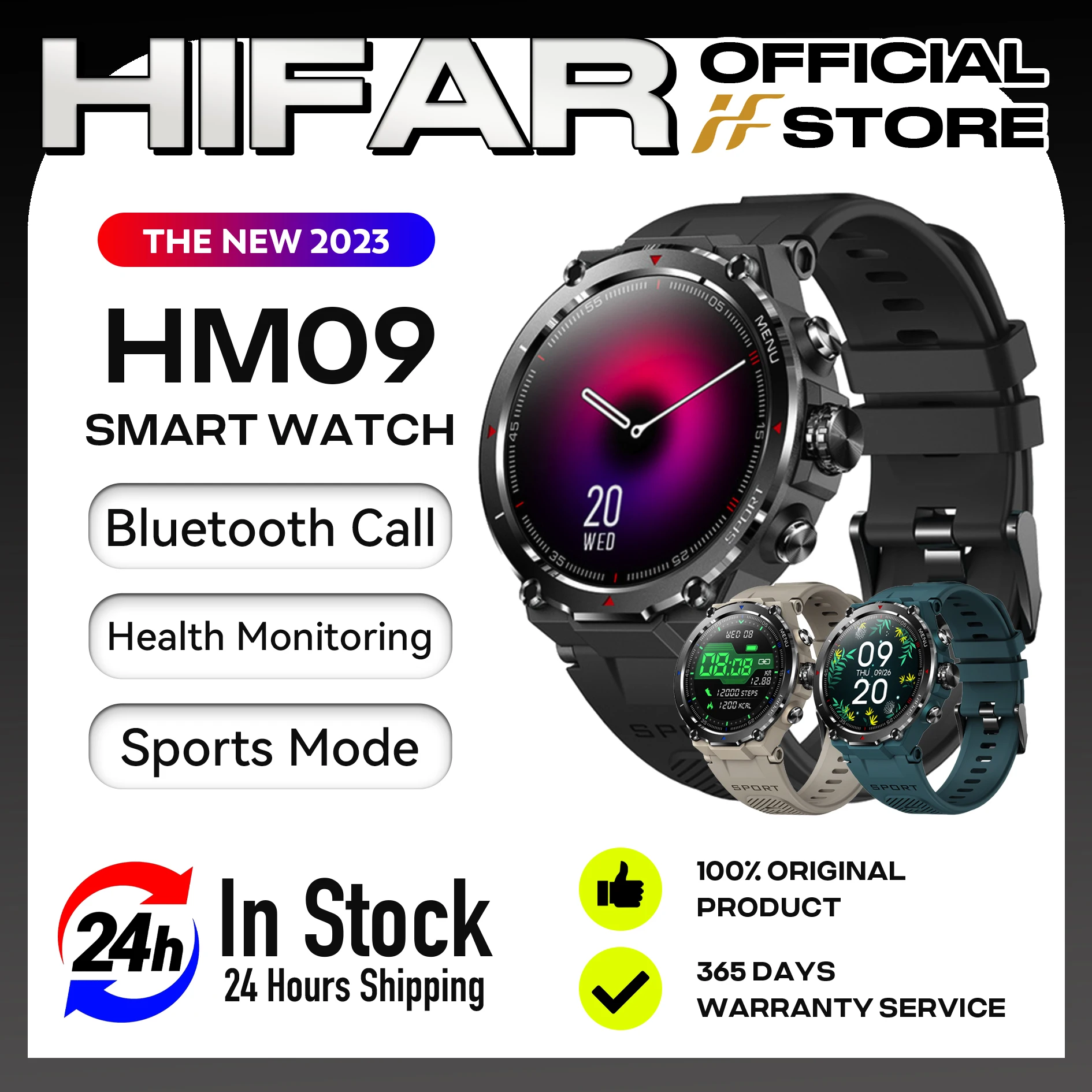 HIFAR HM09 Smart Watch Bluetooth Chamar os Homens de Desporto ao ar livre Fitness Pulseira Monitor de estado de funcionamento do Tracker relógio de Pulso Impermeável Smartwatch