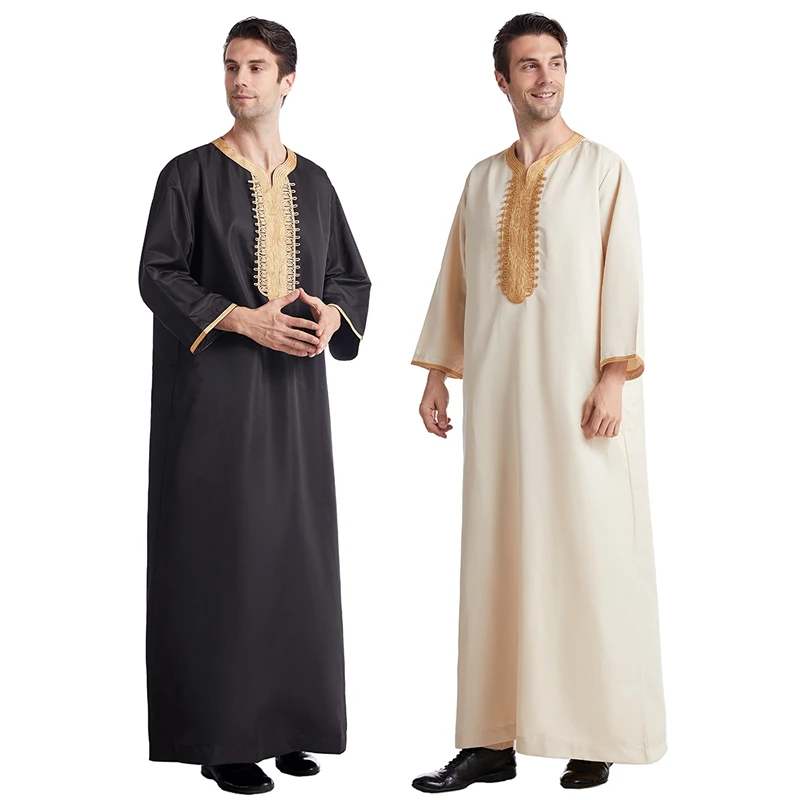 Homem Abaya Vestimenta Muçulmana Do Paquistão Islã Roupas Abayas Manto Arábia Saudita Kleding Mannen Kaftan Omã Qamis Musulman De Modo Homme