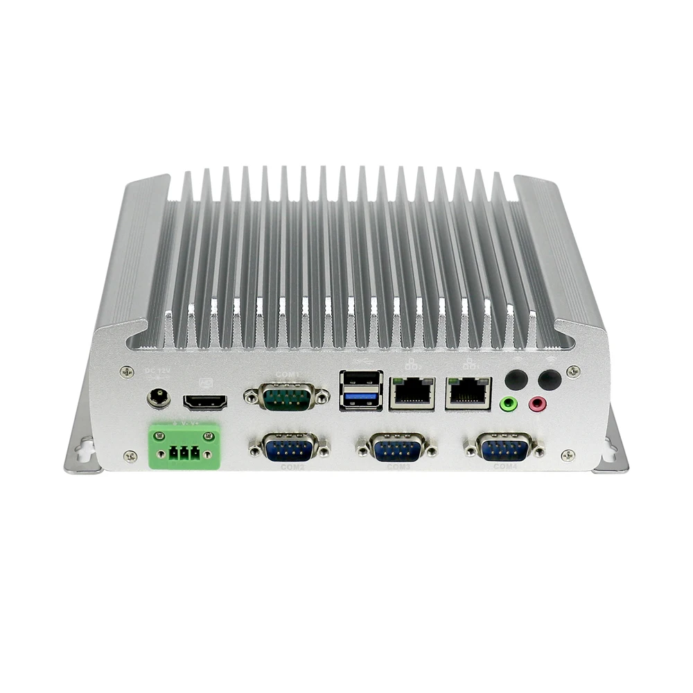HUNSN sem ventoinhas de Computador Industrial,IPC,Mini-PC,J1900,IX09,6 x COM,2 x I211 LAN, HDMI,3 PINOS Phoenix, Slot para SIM, WDT Reset