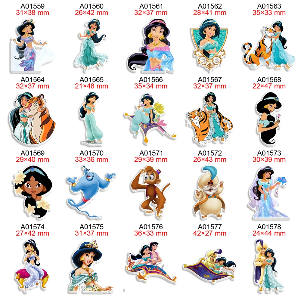Impresso Disney Jasmine Princesa dos desenhos animados Planar Resina Flatback Cabochão para DIY Arcos Festa de Suprimentos de Artesanato feito à mão Material