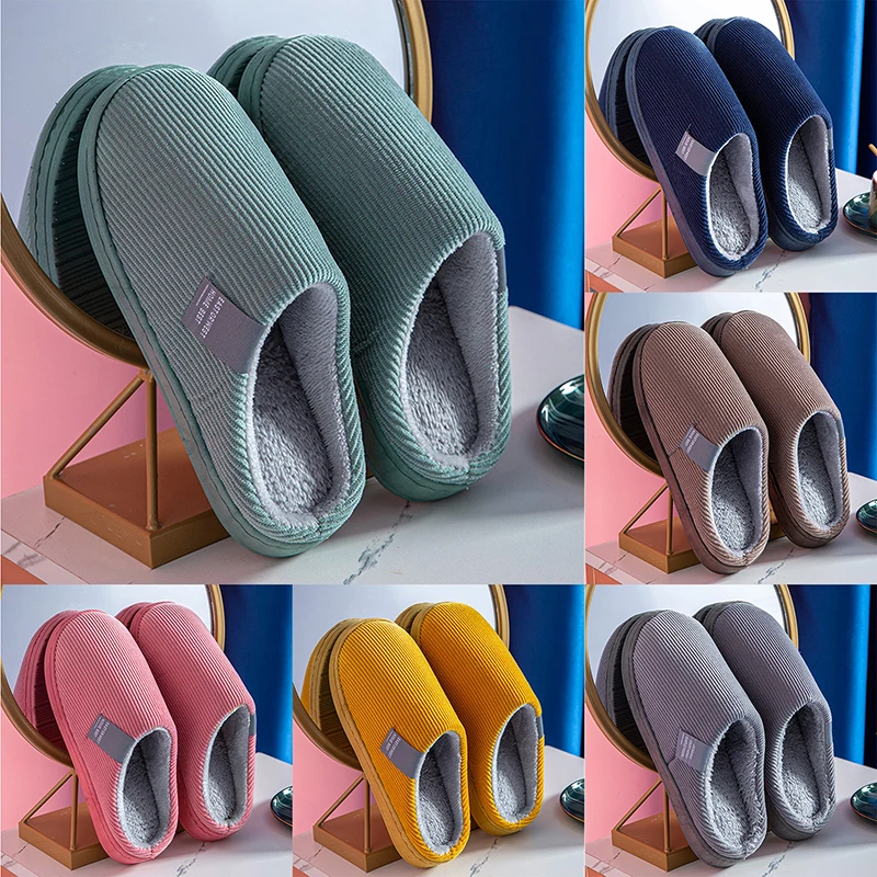 Inverno Quente Chinelos Mulheres Homens à Casa de Sapatos Simples, Não-deslizamento Interior Slides de Veludo Par de Chinelo Sapatos Femininos