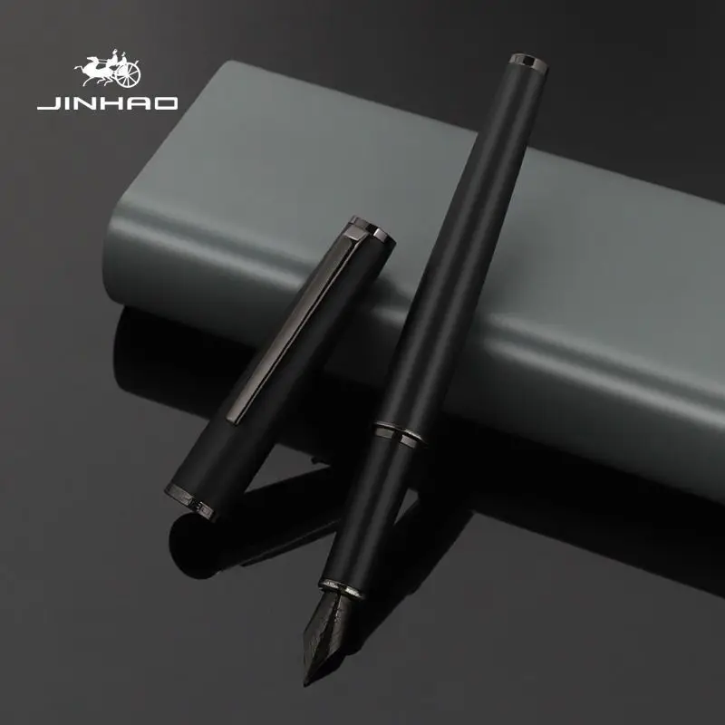 JinHao 95 Caneta-Tinteiro De Metal Clássico Preto Fosco Nib Papelaria Materiais De Escritório Canetas De Tinta Novo