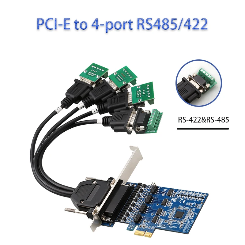 Jogo de Placa PCIE Placa Riser Conversor Adaptador PCI Express para placas de Expansão PCI-E 4-porta RS485/42 jogos adaptativa de classe industrial