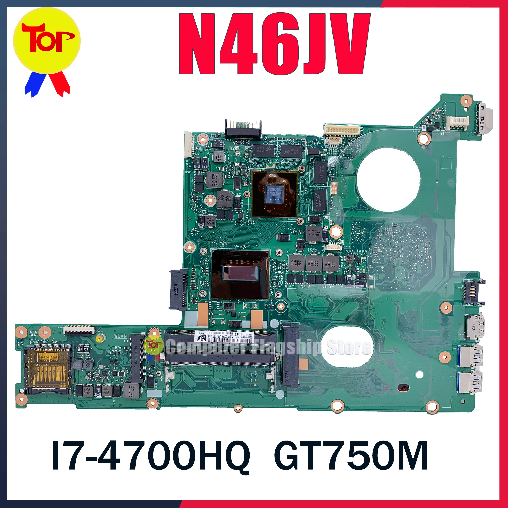 KEFU N46JV Laptop placa-Mãe Para ASUS N46J I7-4700HQ I5-4200H GT750M placa-mãe de Trabalho de 100% 