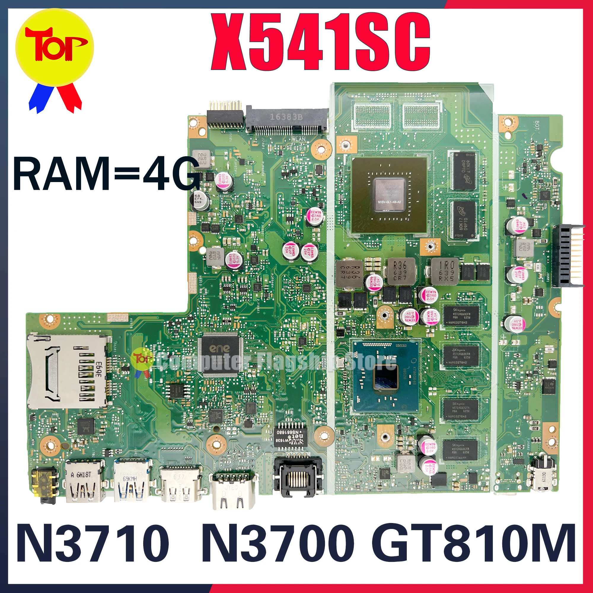 KEFU X541S Laptop placa-Mãe Para ASUS X541SC F541S X541SCA N3700 N3710 4G GT810M/V2G de Trabalho de 100% Testd