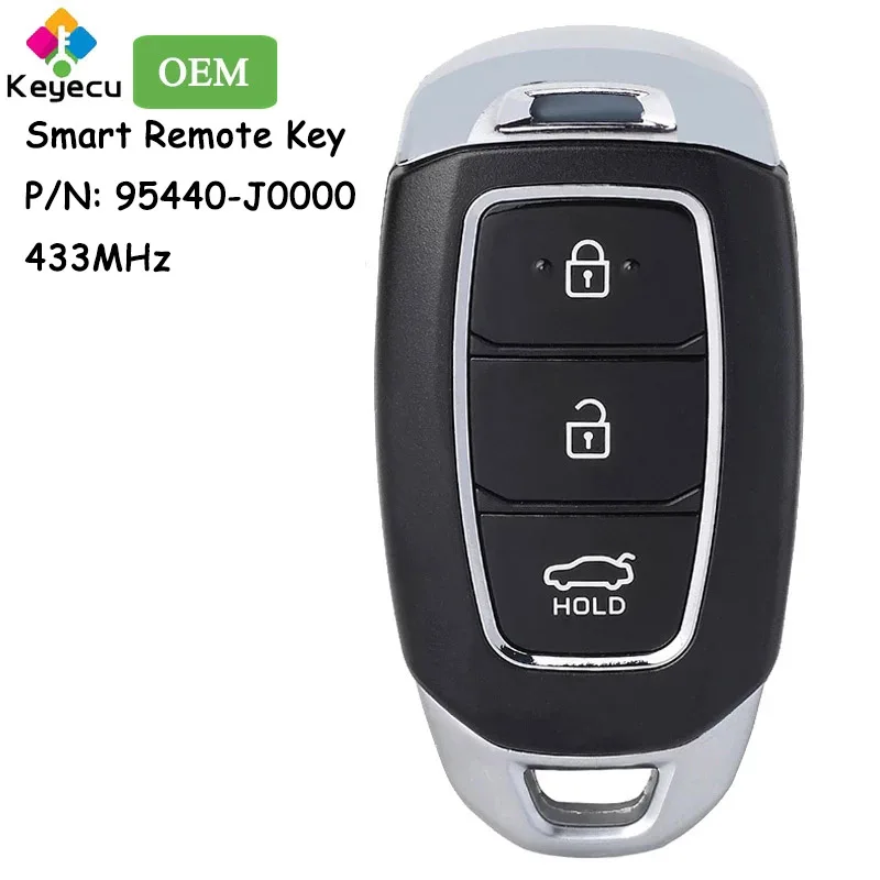 KEYECU OEM Controle Remoto Inteligente Chave do Carro Com 3 Botões 433MHz para Hyundai Accent 2018 2019 2020 Fob 95440-J0000 95440J0000