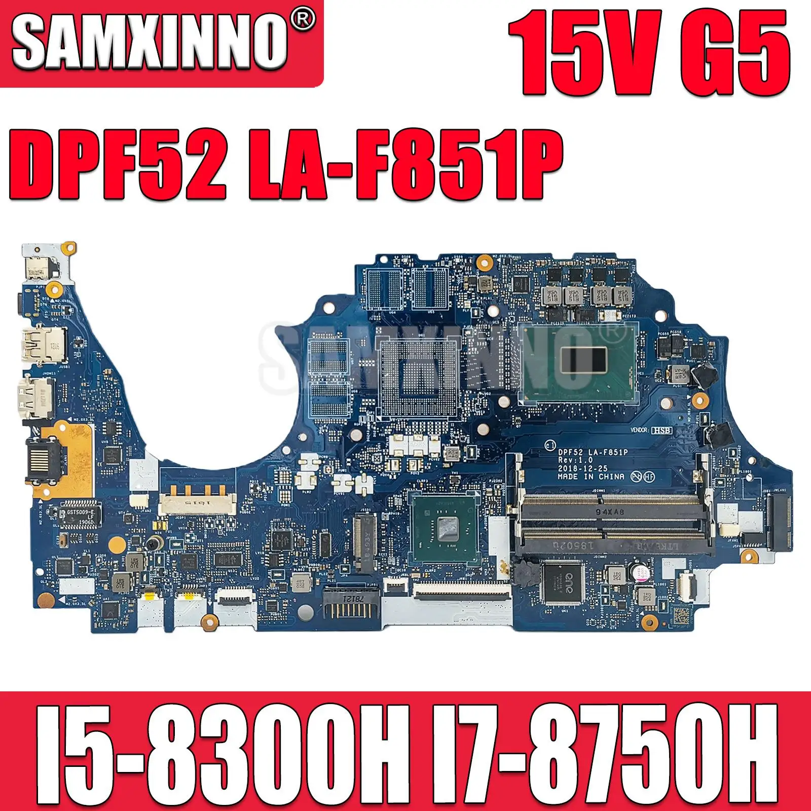 L25090-601 Para HP Zbook 15V G5 Laptop placa-Mãe DPF52 LA-F851P placa-mãe com I5-8300H I7-8750H CPU DDR4 100% Testado