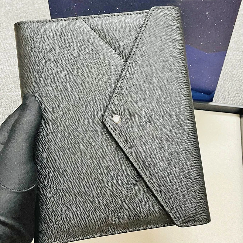 LAN MB A5 Notebook Inclinado Sutura de Design de Luxo de Couro Preto de Cobertura e Qualidade do Papel Capítulos Exclusivos de folhas Soltas