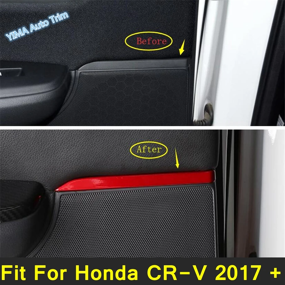 Lapetus Porta de alto-Falante Estéreo Tweeter Decoração da Capa da fita de Guarnição de 4Pcs de Ajuste Para o Honda CR-V 2017 - 2020 Vermelho / Fibra de Carbono Olhar Interior