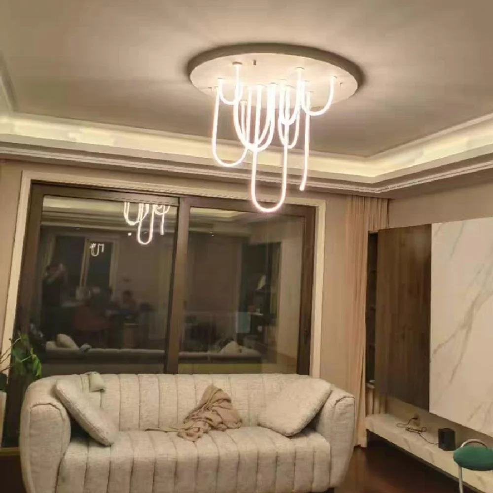 LED luminária Nórdicos luxo Moderno da Forma de U do Vidro de estar Sala de Jantar Quarto de Hotel em Interior de Suspensão do diodo emissor de Luz luzes do tecto lâmpadas led