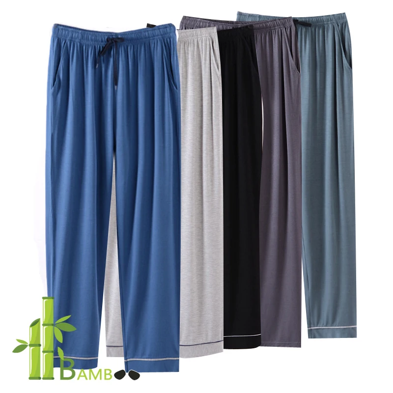 Leve os Homens da Fibra de Bambu Viscose Inferior Ultra-Suave Malha Jersey Calça de Pijama Salão Calças de Pijamas, Homens de Dormir Desgaste