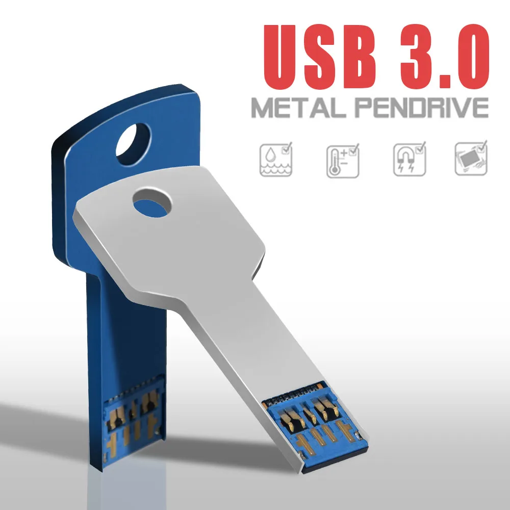 Logotipo personalizado USB3.0 forma de Chave Pendrive Metal Memory Stick 16GB 32GB 64GB de 128 gb Usb Flash Drive pen drive flash usb disk (disco usb pen drive