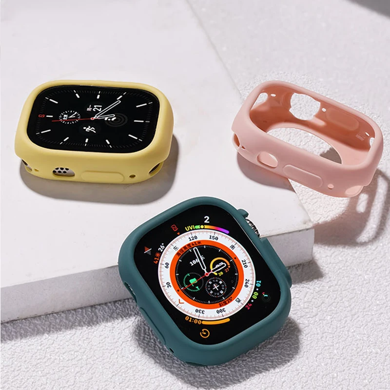macia Capa de silicone para apple relógio ultra 49mm caso candy color caso para a apple, assistir Série 8 49mm bumper protetor da tela o caso