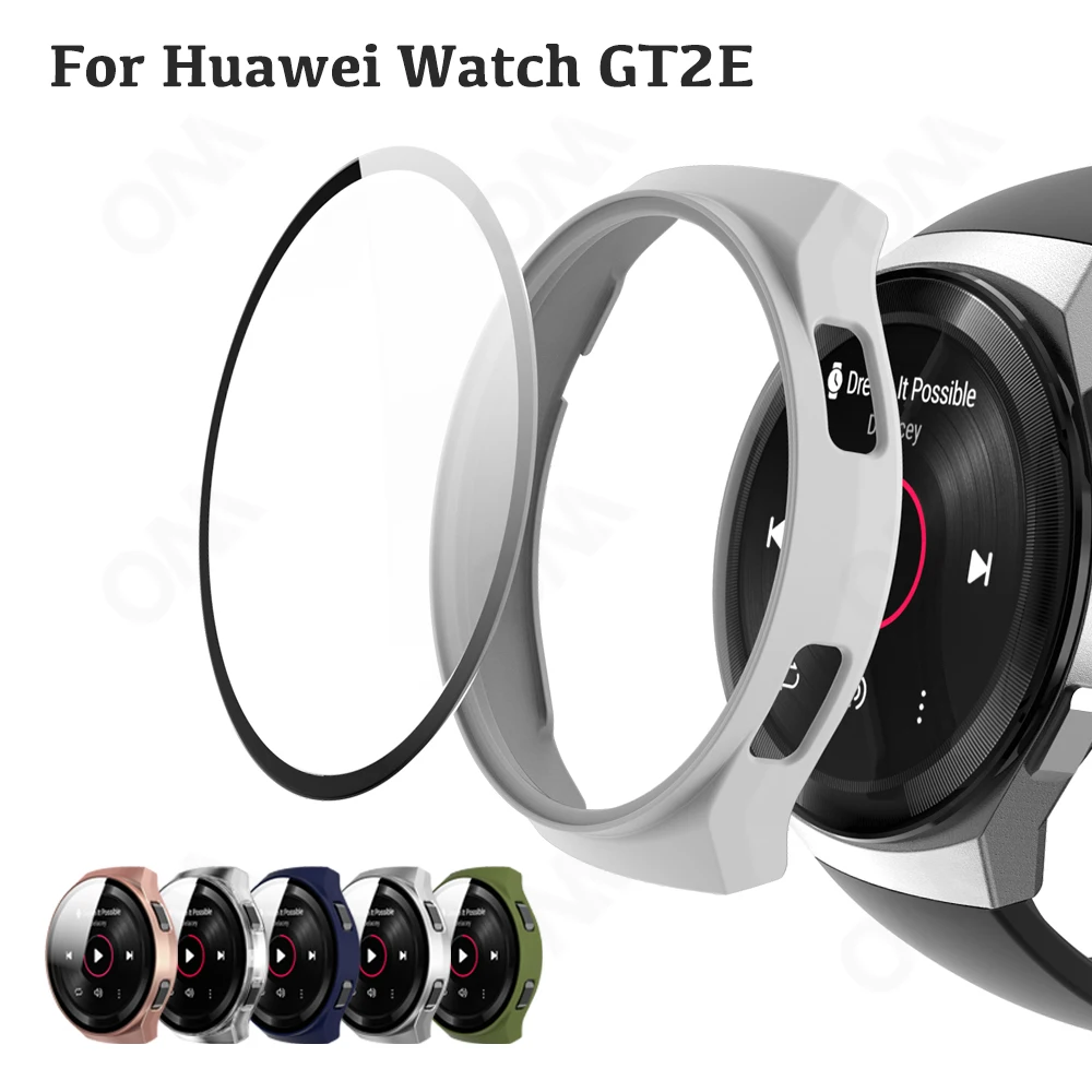 Matte Caso para Huawei Assistir GT 2E Amortecedor da Tampa da caixa Com Vidro Temperado Smartwatch 9H Protetor de Tela do filme Para Huawei GT2E
