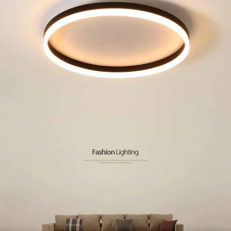 Moderna LED Ultra-Fino Iluminação de Teto Redonda Sala Cozinha Preto e Branco Acrílico Abajur da Lâmpada