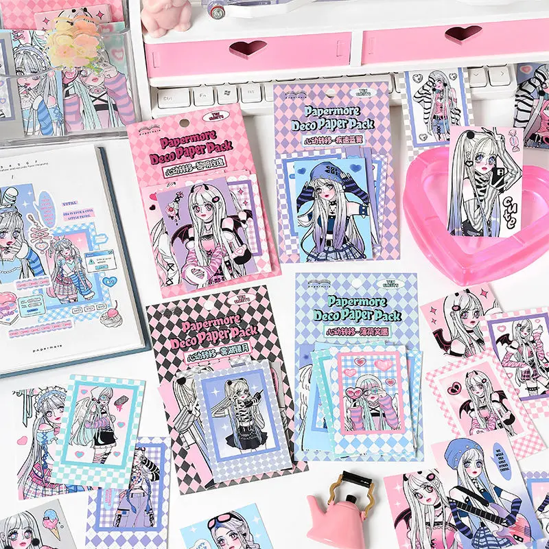MOHAMM 10 Folhas de desenhos animados Doce Fresco Menina Anime Scrapbooking Material Cartões de Papel para DIY Decorativos Colagem Diário de Material
