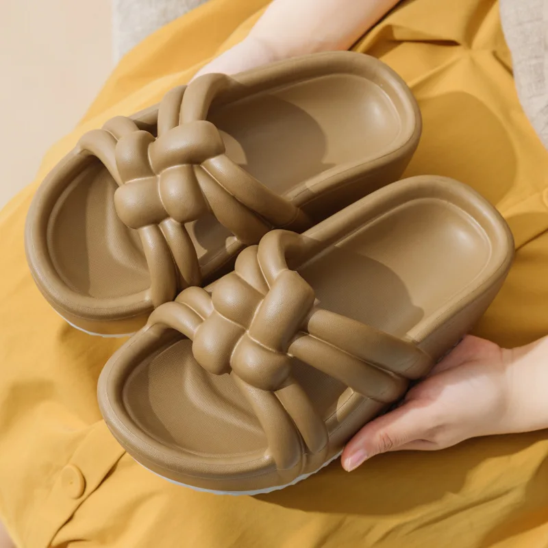 Mulheres De Plataforma Cunhas De Slides Moda Tecer Design Chinelos De Quarto Antiderrapante Sandálias Interior Do Banheiro Casal De 2023 Verão Novos Sapatos De Lazer