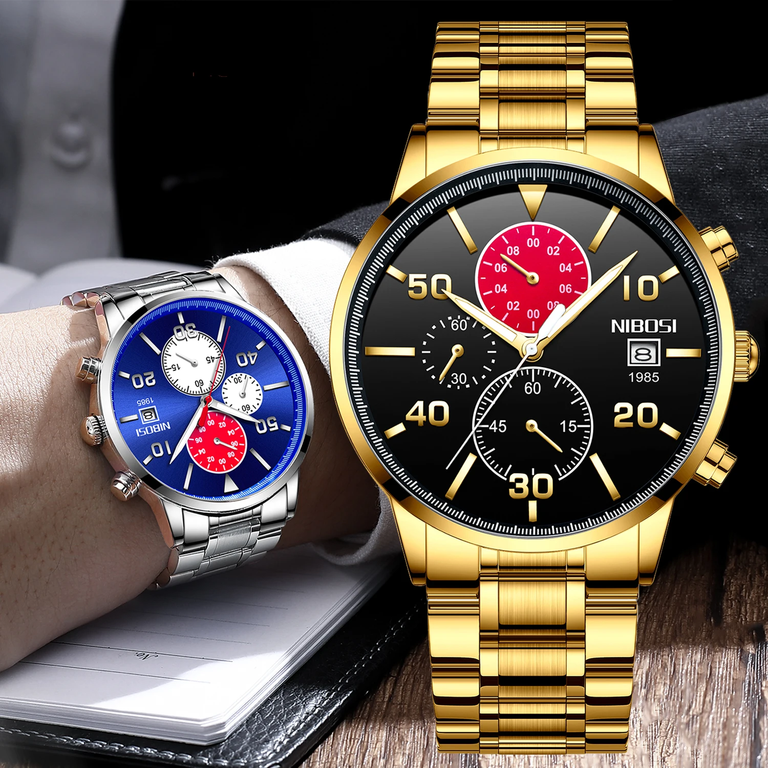 NIBOSI de melhor Marca de Luxo Homens de Negócios Relógios Masculinos Impermeável Militar do Esporte Relógio de Homens Relógio de Quartzo Relógio Masculino