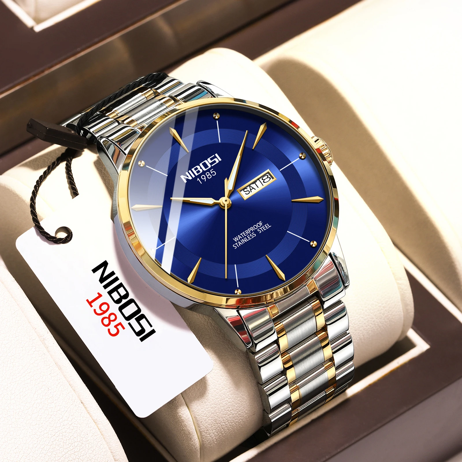 NIBOSI de relógios Para Homens, tipo Superior de Quartzo relógio de Pulso Clássico Business Design Simples Data de Semana de Exibição do sexo Masculino Relógios Relógio Masculino
