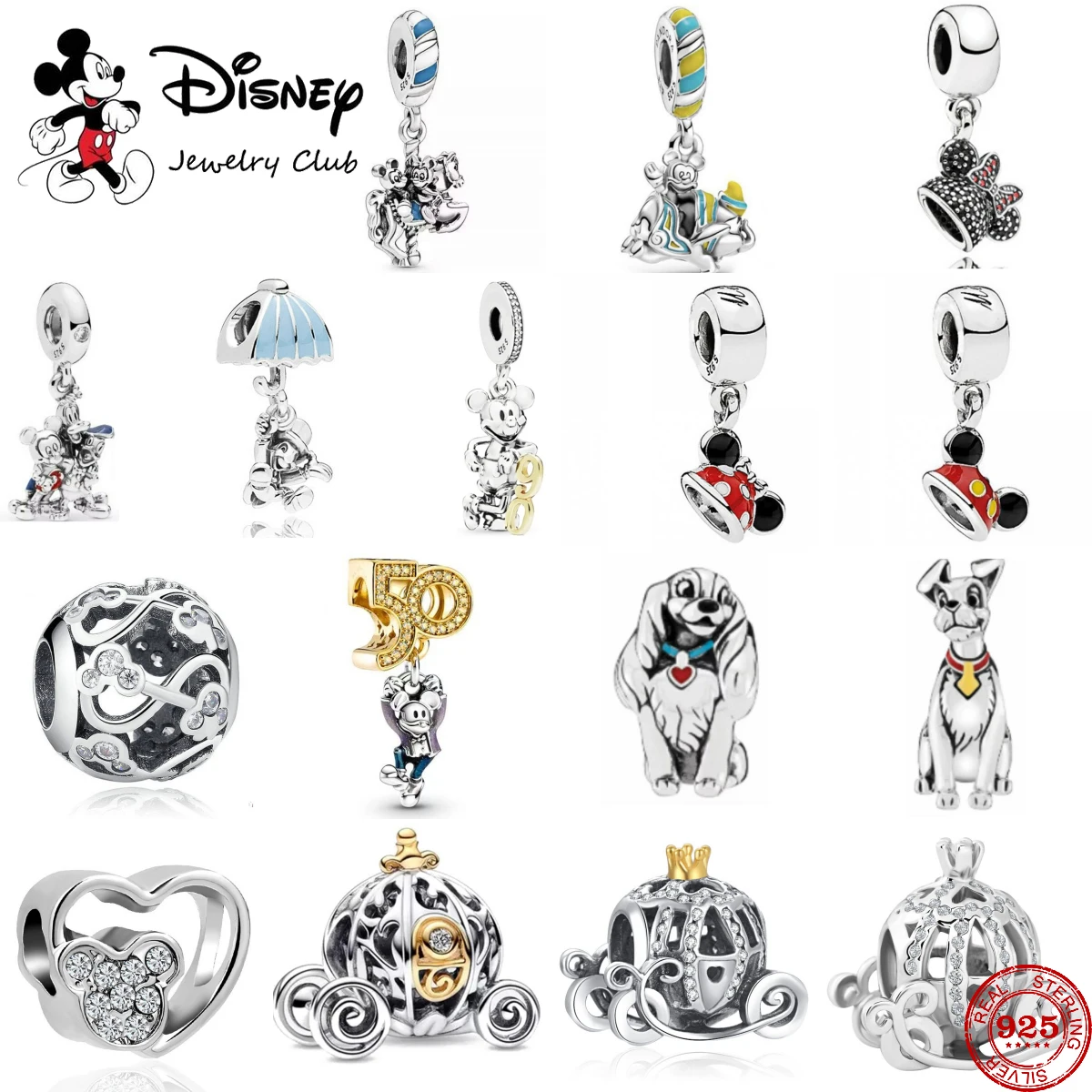 Nova Princesa da Disney Abóbora Carro do Minnie do Mickey de Charme Esferas de Ajuste Original Pandora prata 925 esterlina, Bracelete, Colar de Jóias de DIY