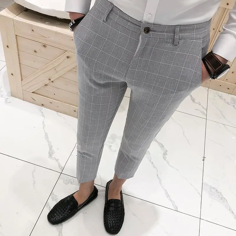 Novo high-end de roupas masculinas, calças de homens de mistura de lã ajuste terno, calças de homens de negócios do escritório de terno formal de calças
