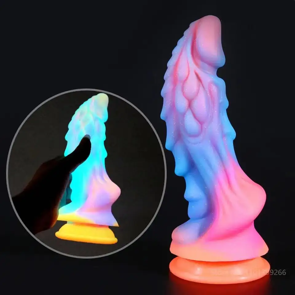 Novo Luminosa Vibrador Anal Sexo para Mulheres, Homens Colorido Brilhante Pênis Enorme Dragão Monstro Plug anal Adultos Brinquedos Masturbaror Para Homem