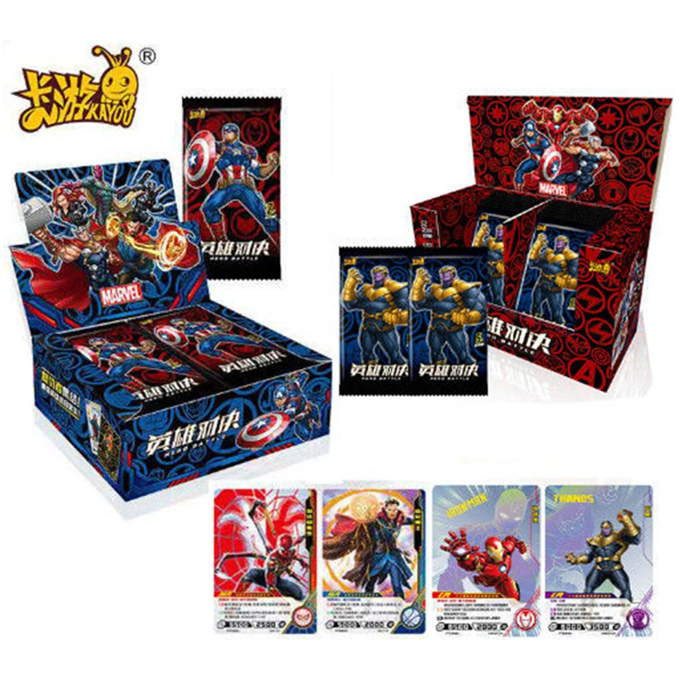 Novo Marvel Original Vingadores Figuras de Anime Cartões de Homem de Ferro Thanos Cartas Colecionáveis Brinquedos, Presentes para Crianças Presentes de Natal