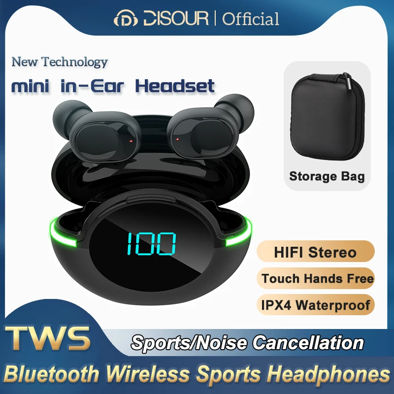 NOVO TWS Mini Fone de ouvido Bluetooth sem Fio hi-fi de Baixo Pesado de Fone de ouvido de Baixa Latência Em-Orelha Fones de ouvido de Redução de Ruído Impermeável fone de ouvido