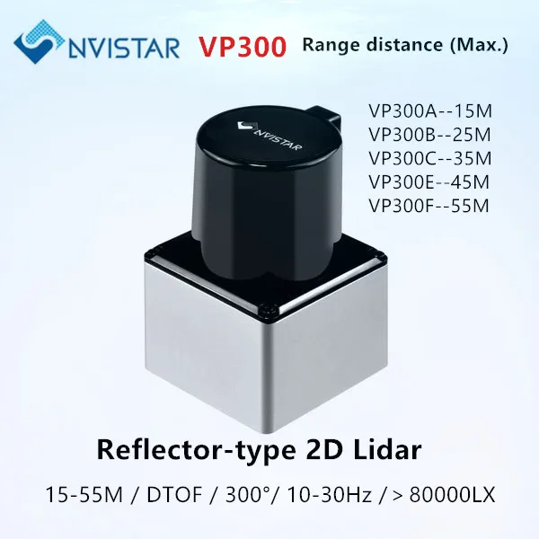 Nvistar VP300 Refletor tipo 2D DTOF 15-55meters lidar sensor de robôs de navegação e desvio de obstáculos, tela de interação