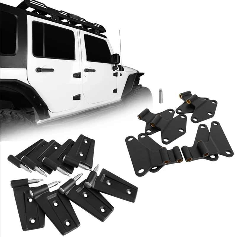O Corpo de carro de Lado 4 Dobradiças da Porta, Kit de Montagem de Aço Inoxidável de Substituição de Peças Para Jeep Wrangler JK 2007-2018