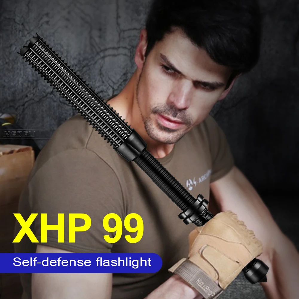 O mais novo Poderoso XHP99LED Lanterna Super Brilhante Recarregável de Auto-Defesa Poderosa da Tocha Zoomable Bateria 18650 Waterproof a Lâmpada