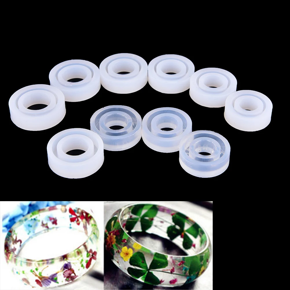O Projeto do círculo Molde de Silicone para anel de Jóias que faz a Ferramenta Transparente DIY de Silício Forma Redonda de Anel de Molde Molde de resina epóxi molde