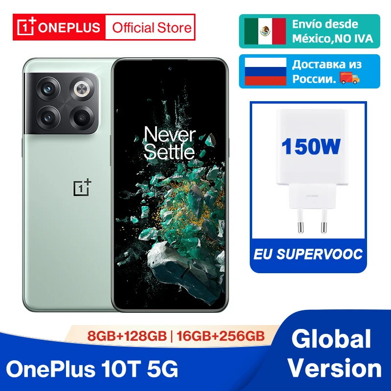 OnePlus 10T 10 T 5G Versão Global 8GB de 128GB Snapdragon 8+ Gen 1 150W SUPERVOOC Carga 4800mAh 50MP