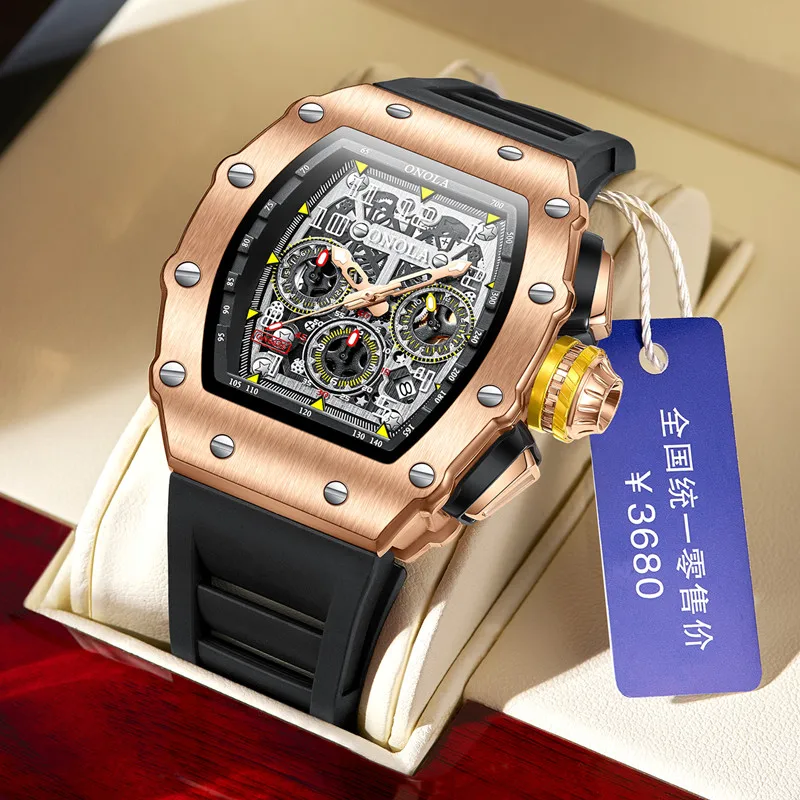ONOLA Relógios Mens 2021 Marca de Topo Homens Relógio de Luxo Desportivo multifunções, Impermeável Cronógrafo Luminosos Relógios de Quartzo