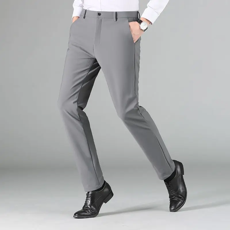 Os homens da Primavera, do Outono de Negócios de Moda Casual Calças compridas Terno de Calça Masculina Elástico Reta Calças Formais Plus Tamanho Grande A32