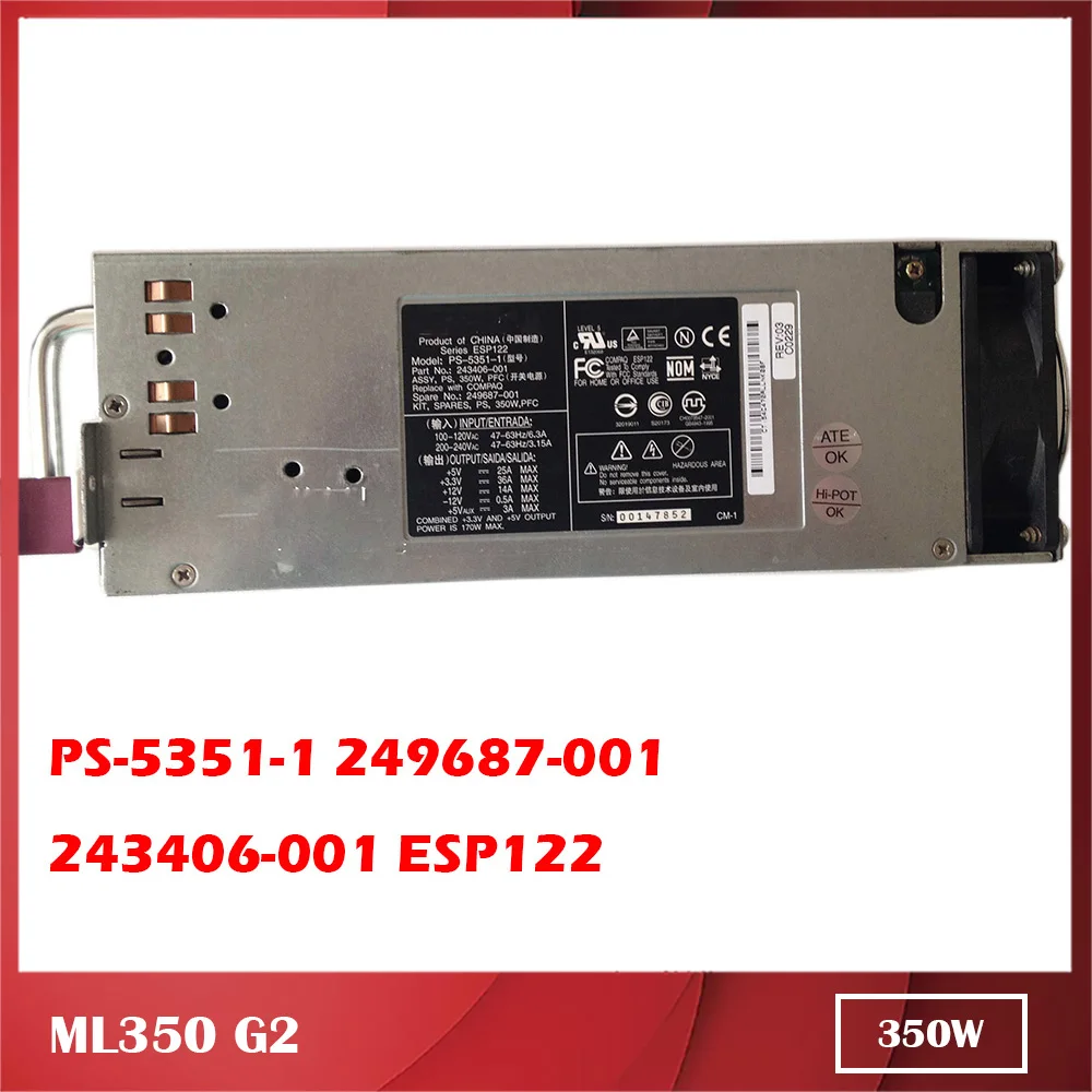 Para a HP para ML350 G2 PS-5351-1 249687-001 243406-001 ESP122 350W Servidor de Fonte de Alimentação Redundante, Módulo 100% Testados Antes do Envio