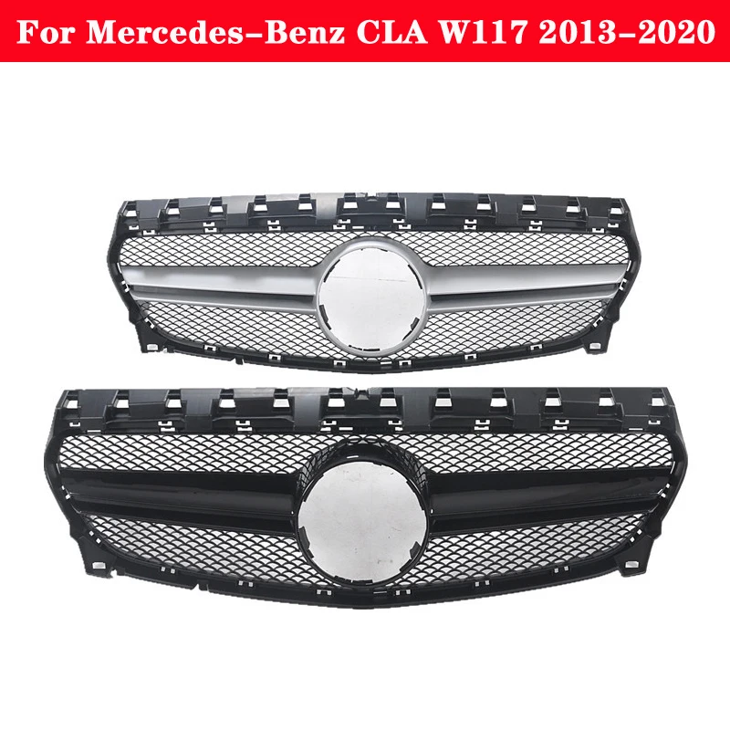 Para a Mercedes-Benz CLA W117 2013-2020 AMG estilo Carro do Meio da grelha de Prata Preto pára-choques dianteiro Auto Center Grelha de adaptação para o CLA 45